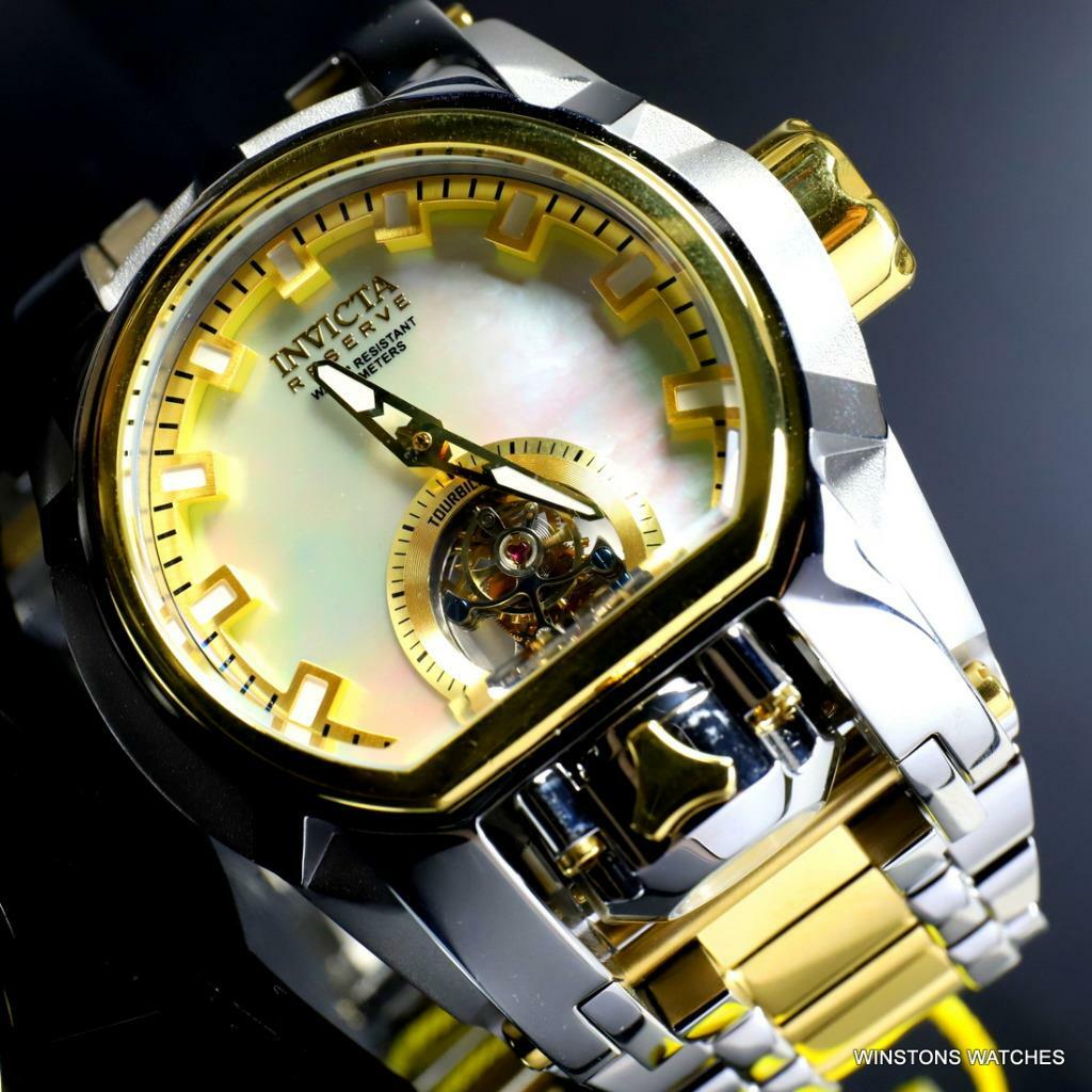 Invicta Reserve Magnum Bolt Zeus Tourbillon MOP 2 Tone Steel 52mm Watch New