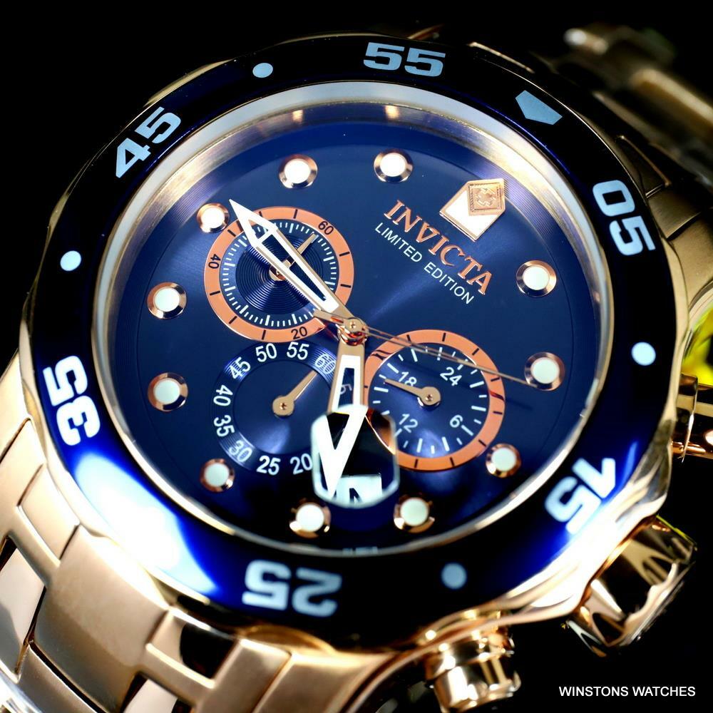 Invicta Pro Diver Scuba Rose Gold Plated Limited Edition 48mm Blue Watch New