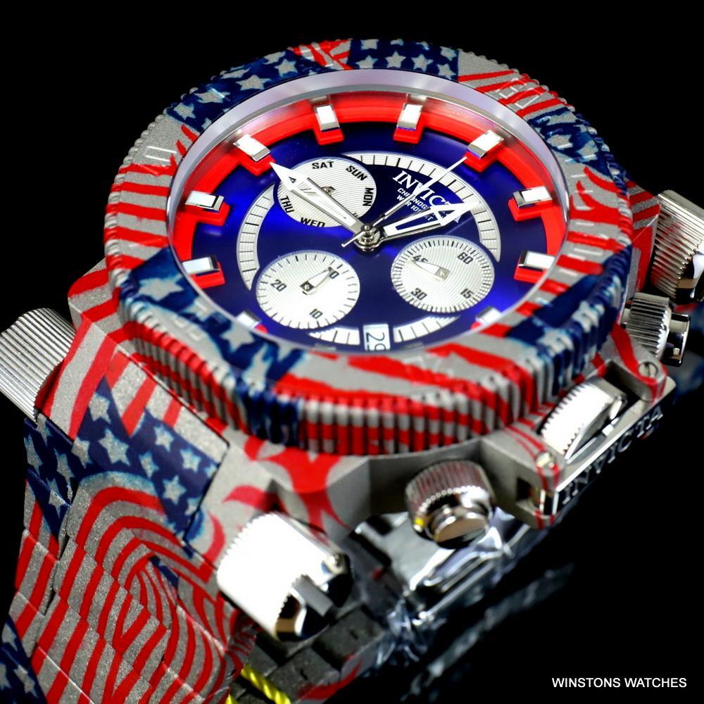 Invicta Coalition Forces USA Flag Hydroplated Steel Chronograph 52mm Watch New