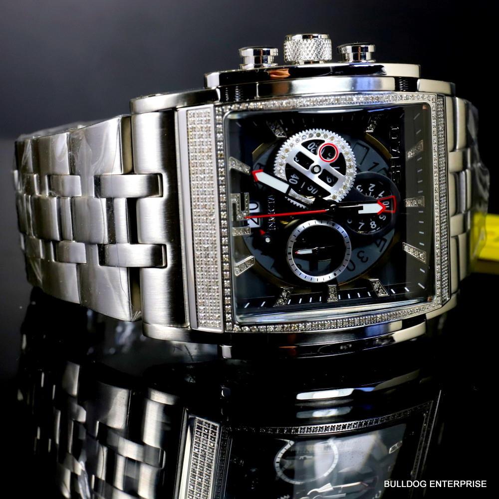Invicta Shaq Speedway The Beast 3.27 CTW Diamond Steel 47mm Swiss Watch New