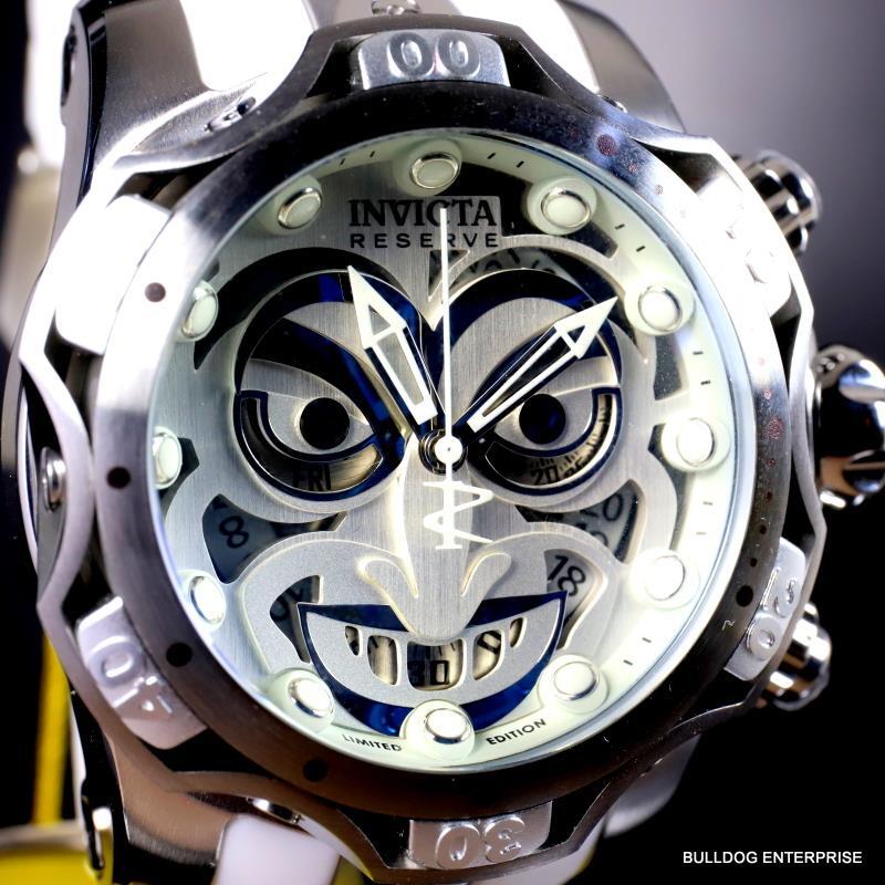 Invicta Reserve Venom DC Comics Joker White Silver-Tone 52mm Swiss Mvt Watch New