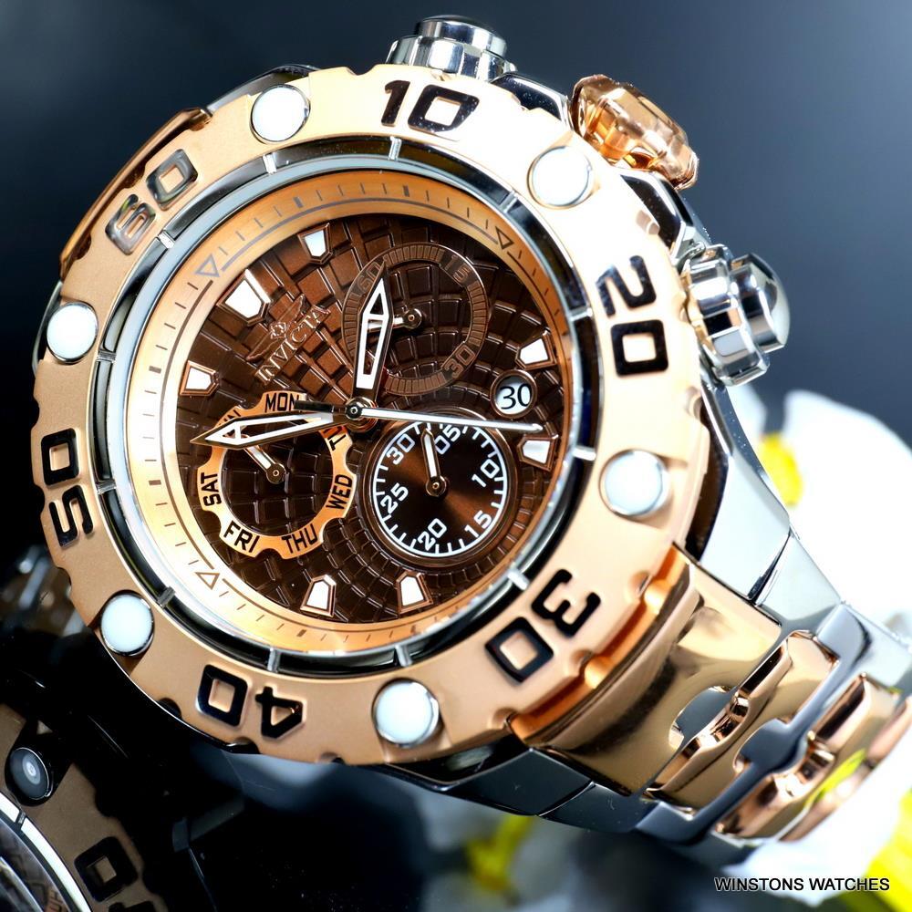 Invicta Excursion High Polish Rose Gold Steel Swiss Mvt 57mm Brown Watch New