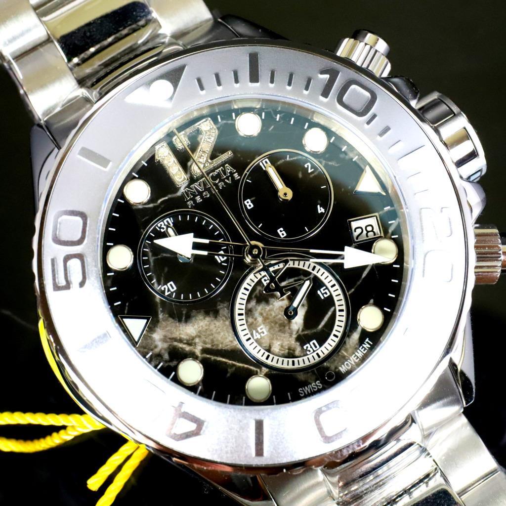Invicta Masterpiece Reserve Grand Diver Black Marble Diamond Swiss ETA Watch