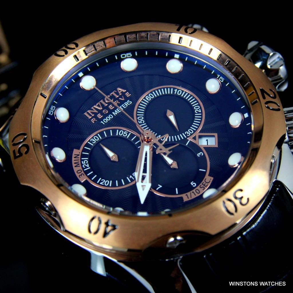 Invicta Reserve Venom Elegant Black Rose Gold Tone Swiss Mvt 52mm Watch New