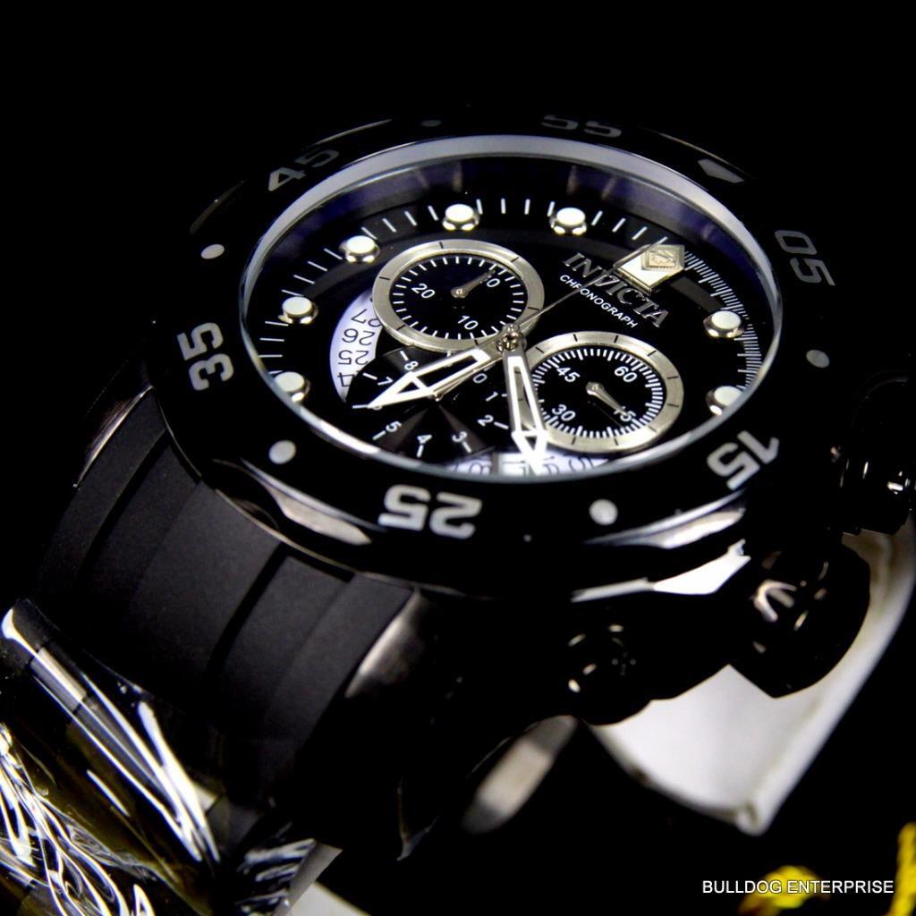 Invicta Pro Diver Scuba Black Chronograph Rubber Black Combat Watch New