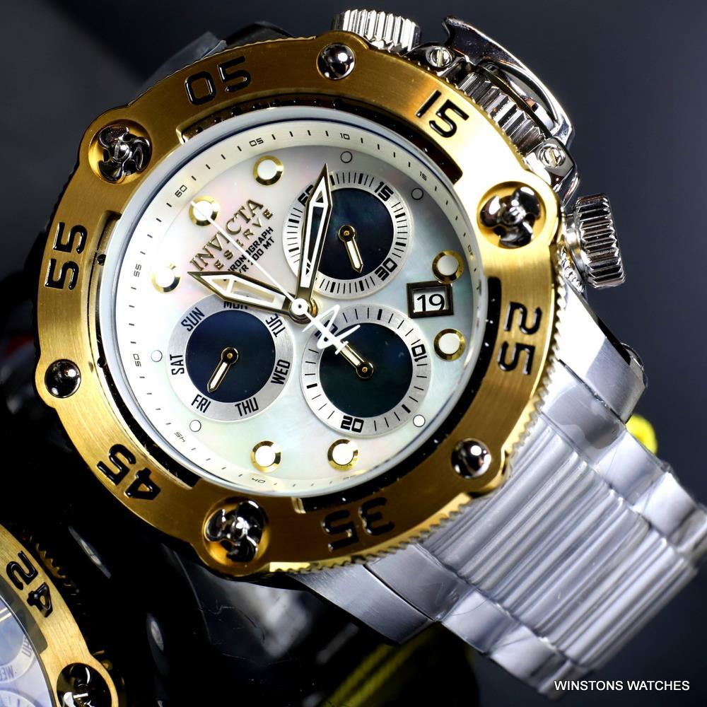 Invicta Reserve Sea Hunter Propeller Swiss Mvt Steel White MOP Watch 52mm New