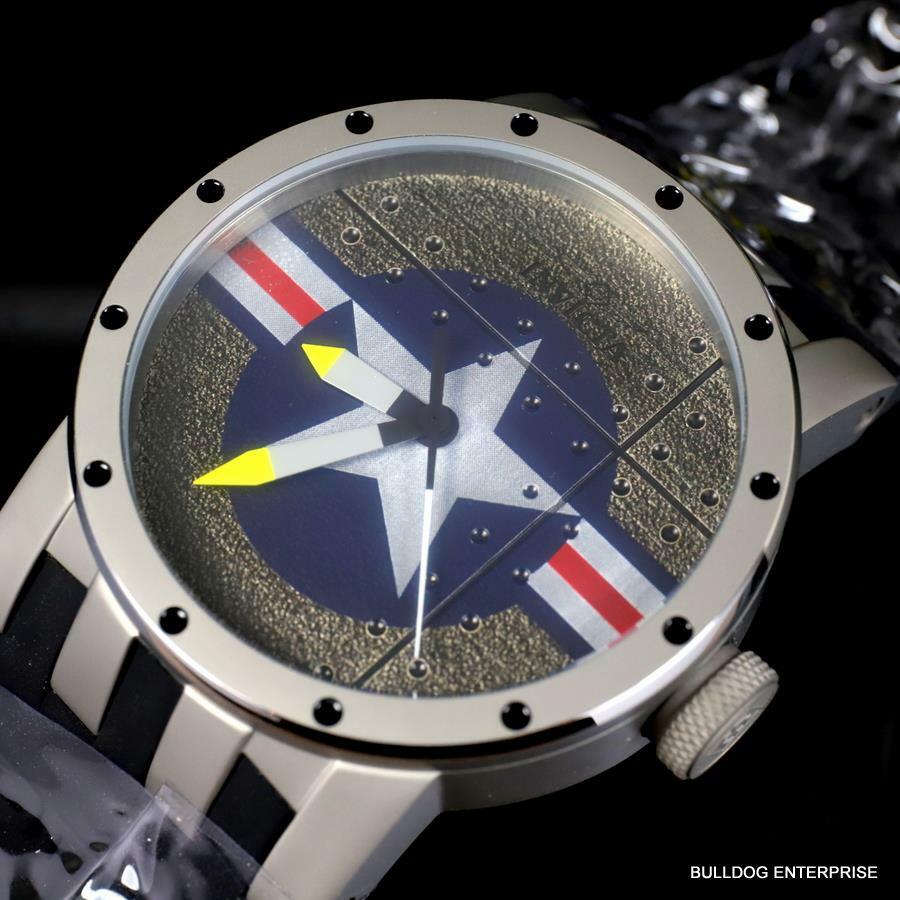 Invicta DNA Bomber Fighter Plane 46mm Gray Black Silicone Titanium Watch New