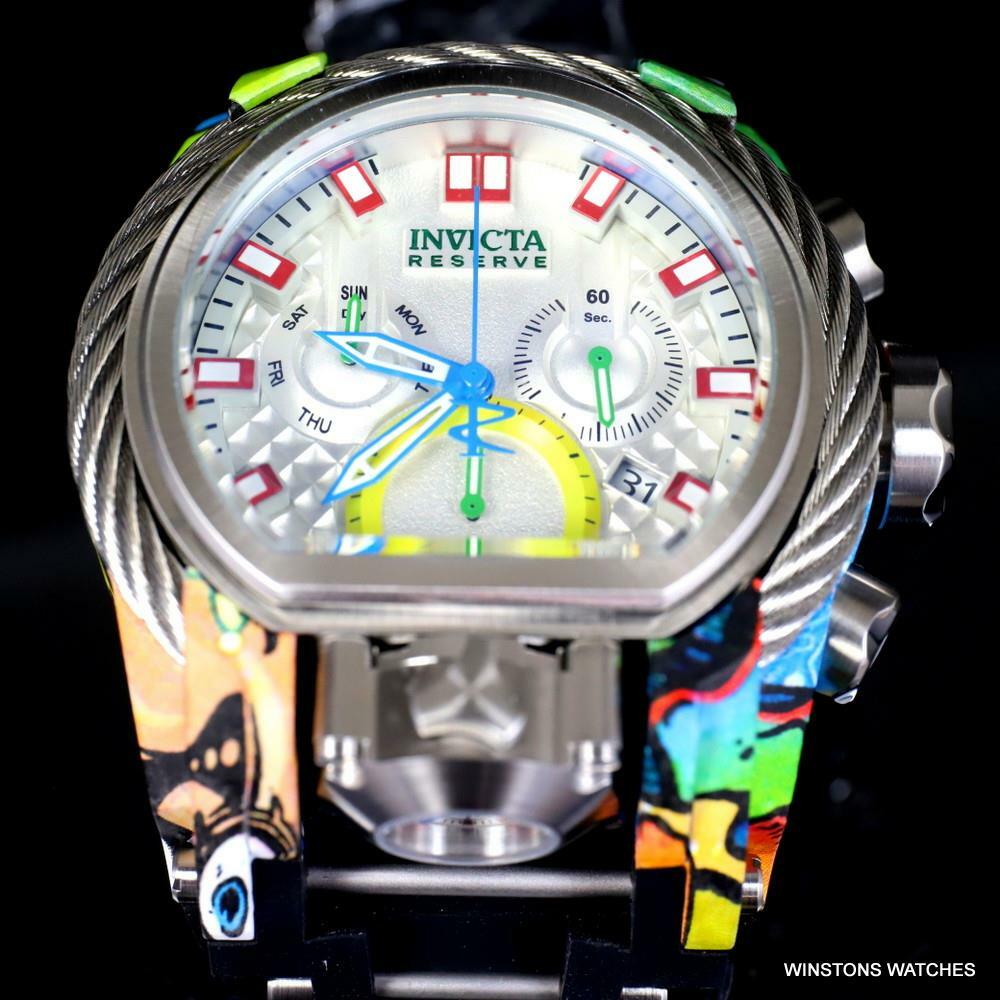 Invicta Reserve Bolt Zeus Magnum Graffiti White Swiss Mvt Dials Watch 52mm New