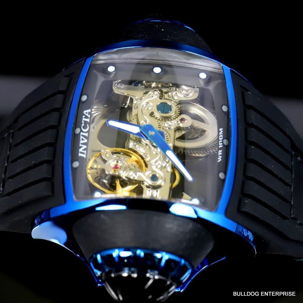 Invicta Vintage Ghost Bridge Automatic Skeletonized Blue Clear 68mm Watch New