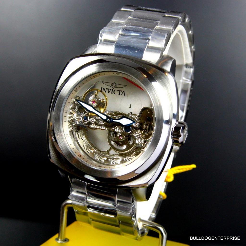 Invicta Aviator Ghost Bridge Mechanical Skeleton Silver Steel 48mm Watch New