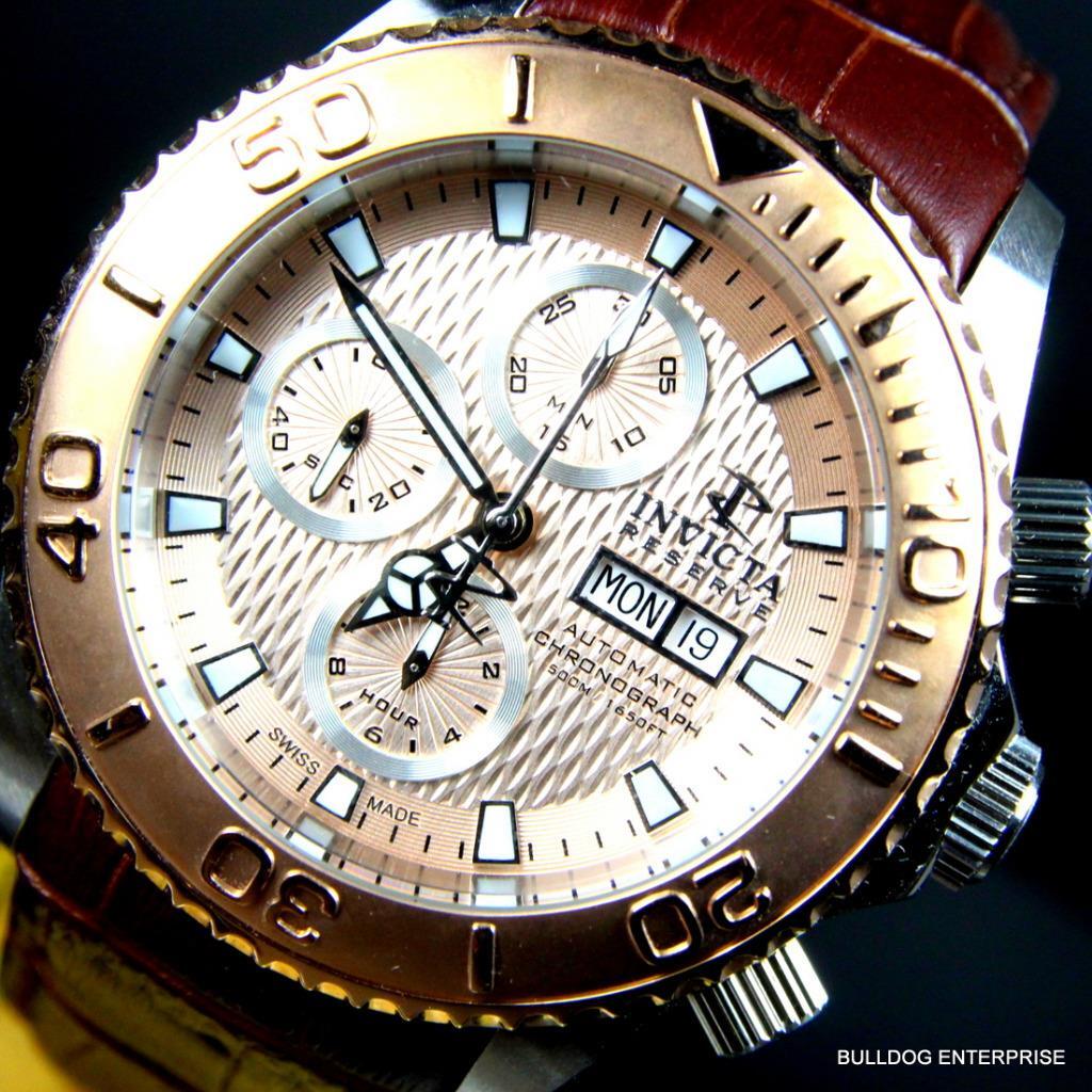 Invicta Reserve Pro Diver Swiss Made Automatic Sellita SW500 Brown Leather New