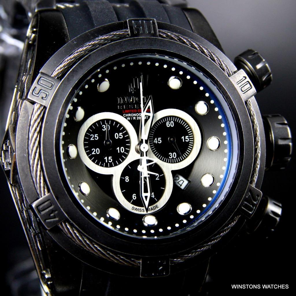 Invicta JT Reserve Bolt Zeus Swiss Made Chrono 52mm Black Distressed Watch New