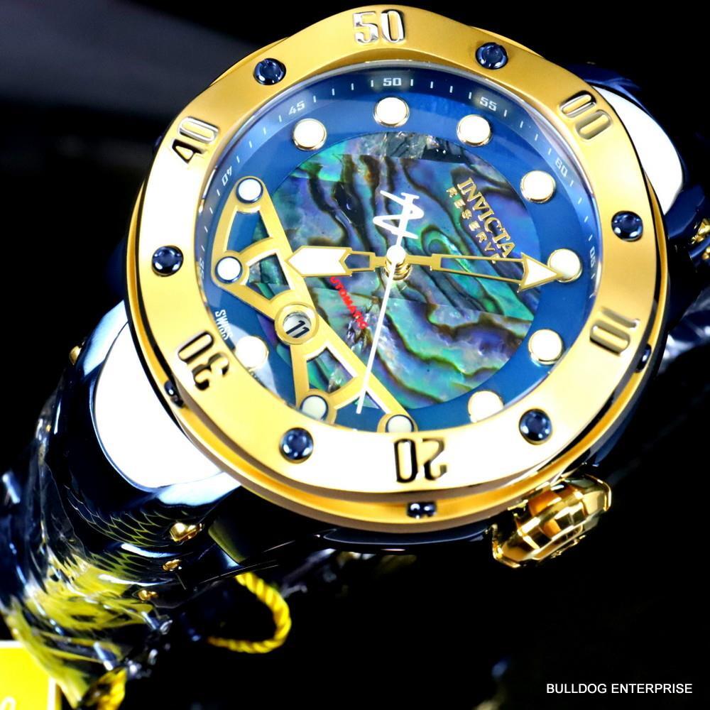 Invicta Reserve Kraken Swiss R150 Automatic Abalone Blue Steel Watch 52mm New