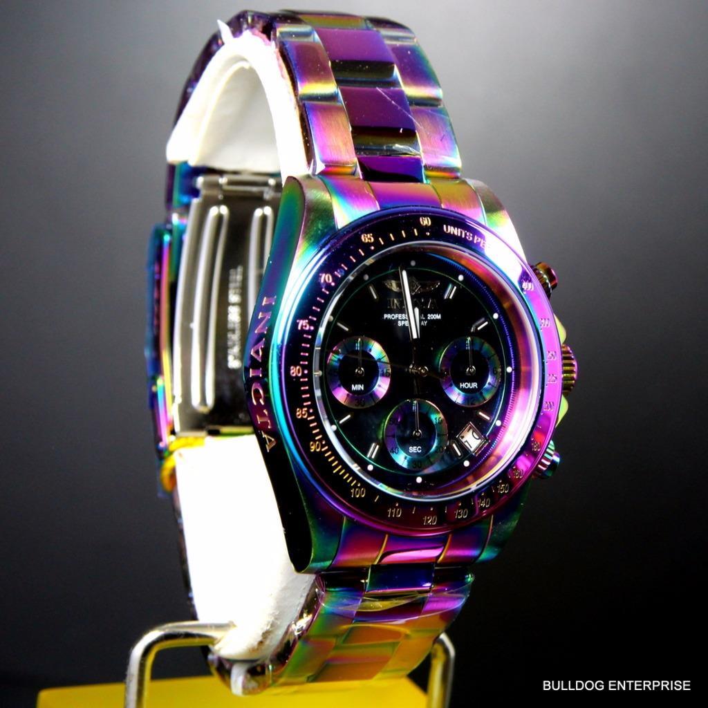 Invicta Speedway Iridescent Chronograph Black Mother of Pearl 40mm Watch New