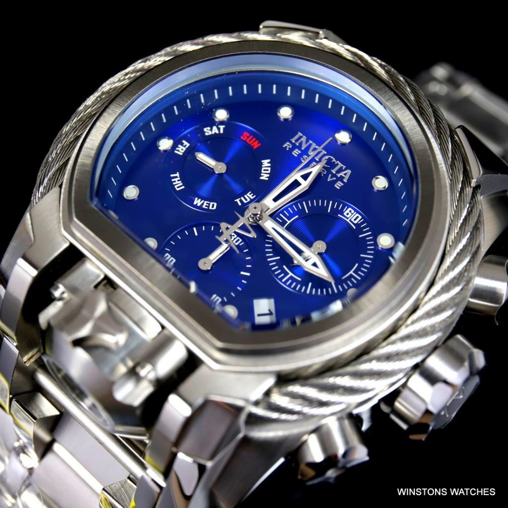 Invicta Reserve Bolt Zeus Magnum Cable Steel Blue Swiss Mvt 52mm Watch New