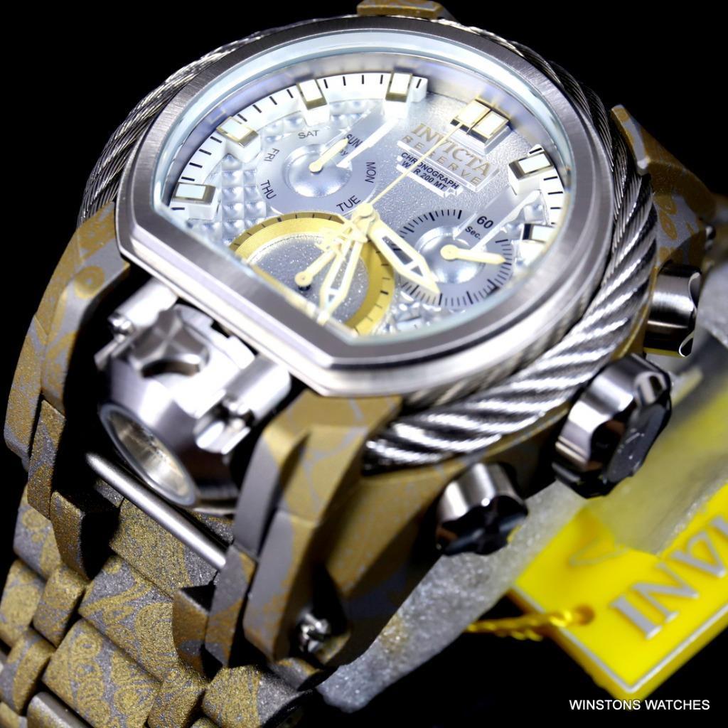 Invicta Reserve Bolt Zeus Magnum Hydroplated Steel 52mm Swiss Mvt Watch New