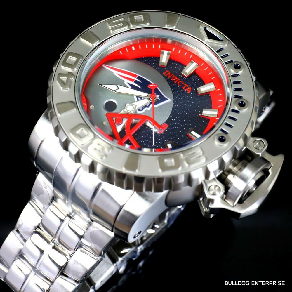 Invicta Sea Hunter Gen II NFL New England Patriots 70mm Steel Auto Watch New