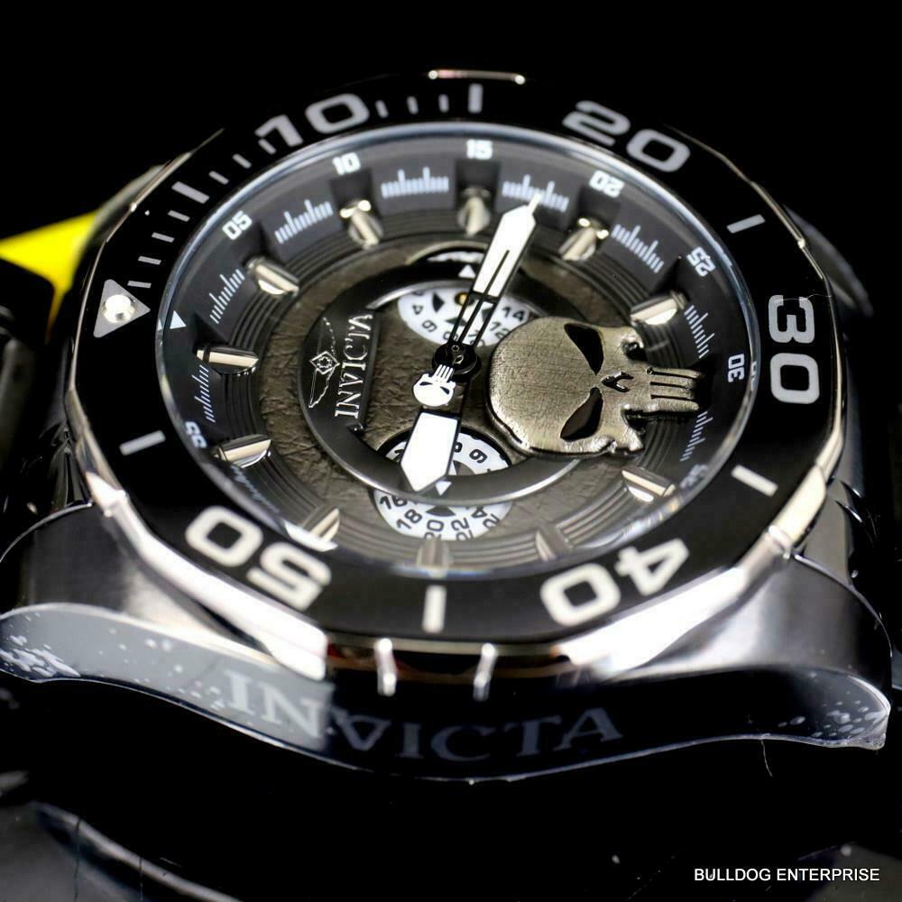Invicta Marvel Punisher Chronograph Limited Black Stainless Steel 48mm Watch New