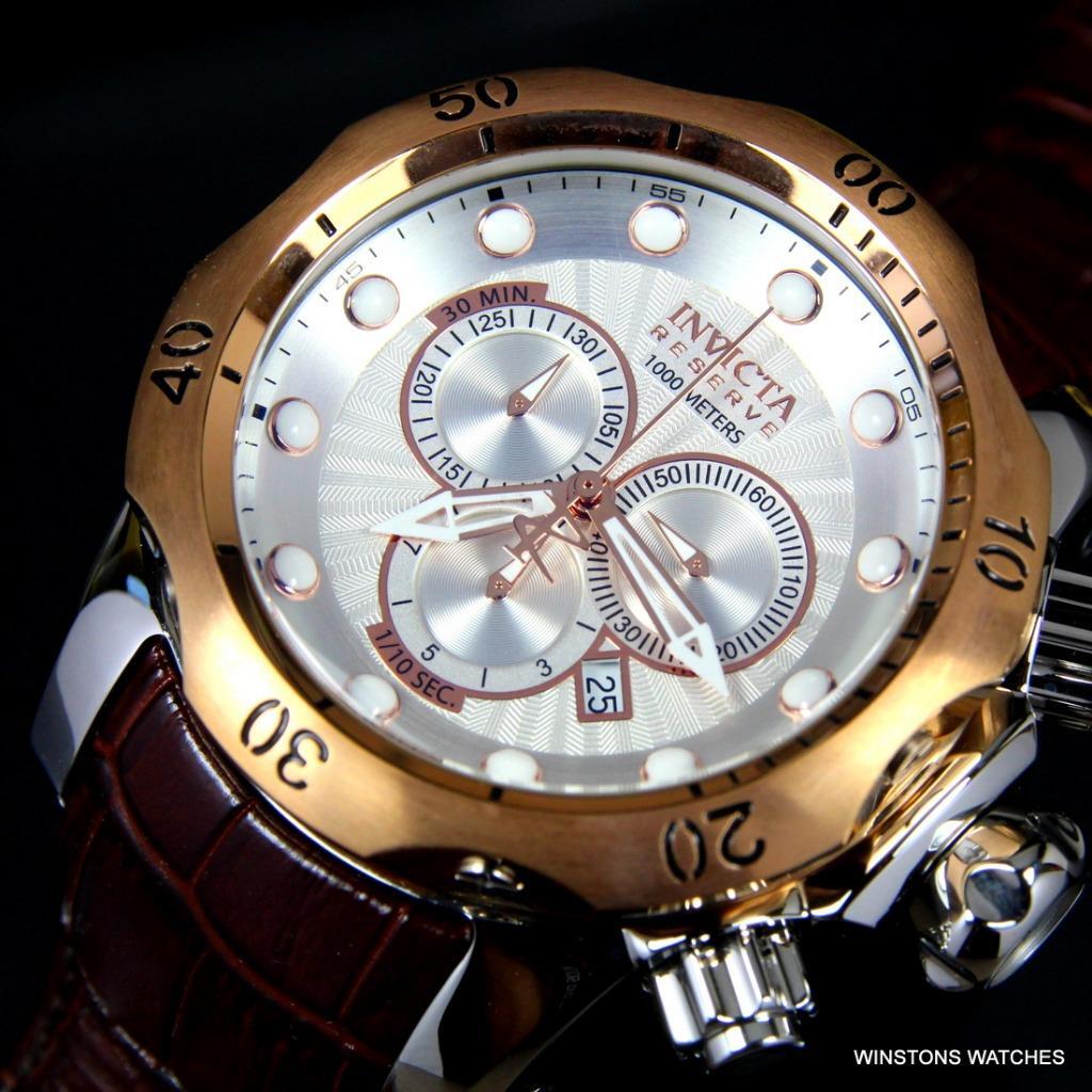 Invicta Reserve Venom Elegant Leather White Swiss Movement Chronograph Watch New