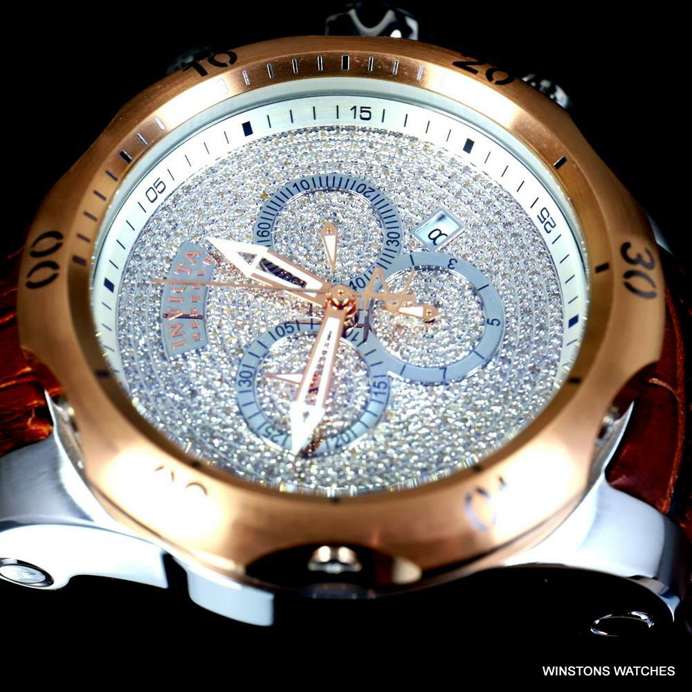 Invicta Reserve Venom Elegant 2.13 CTW Diamond Swiss Mvt Leather 52mm Watch New