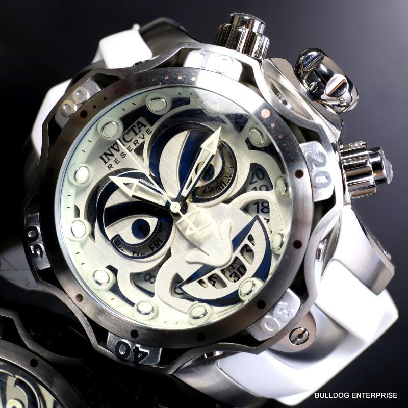 Invicta Reserve Venom DC Comics Joker White Silver-Tone 52mm Swiss Mvt Watch New