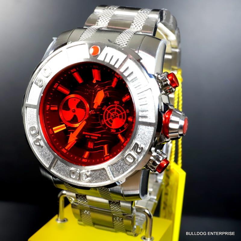 Invicta Coalition Forces Sonar Radar Stainless Steel Red 58mm Chronograph New