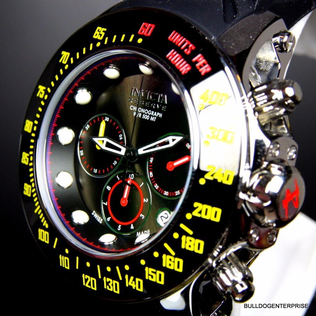 Invicta Reserve Subaqua Trackmaster Black Yellow Red 52mm Swiss Made Watch New