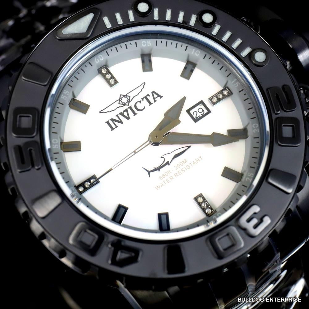 Invicta Sea Hunter Gen II Black Steel Platinum Automatic Diamond 58mm Watch New