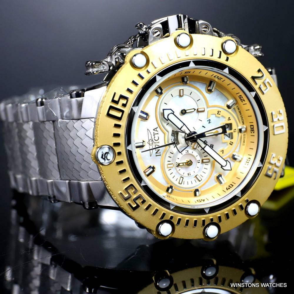 Invicta Subaqua Noma VII Gold Tone MOP Stainless Steel Swiss Mvt Watch 52mm New