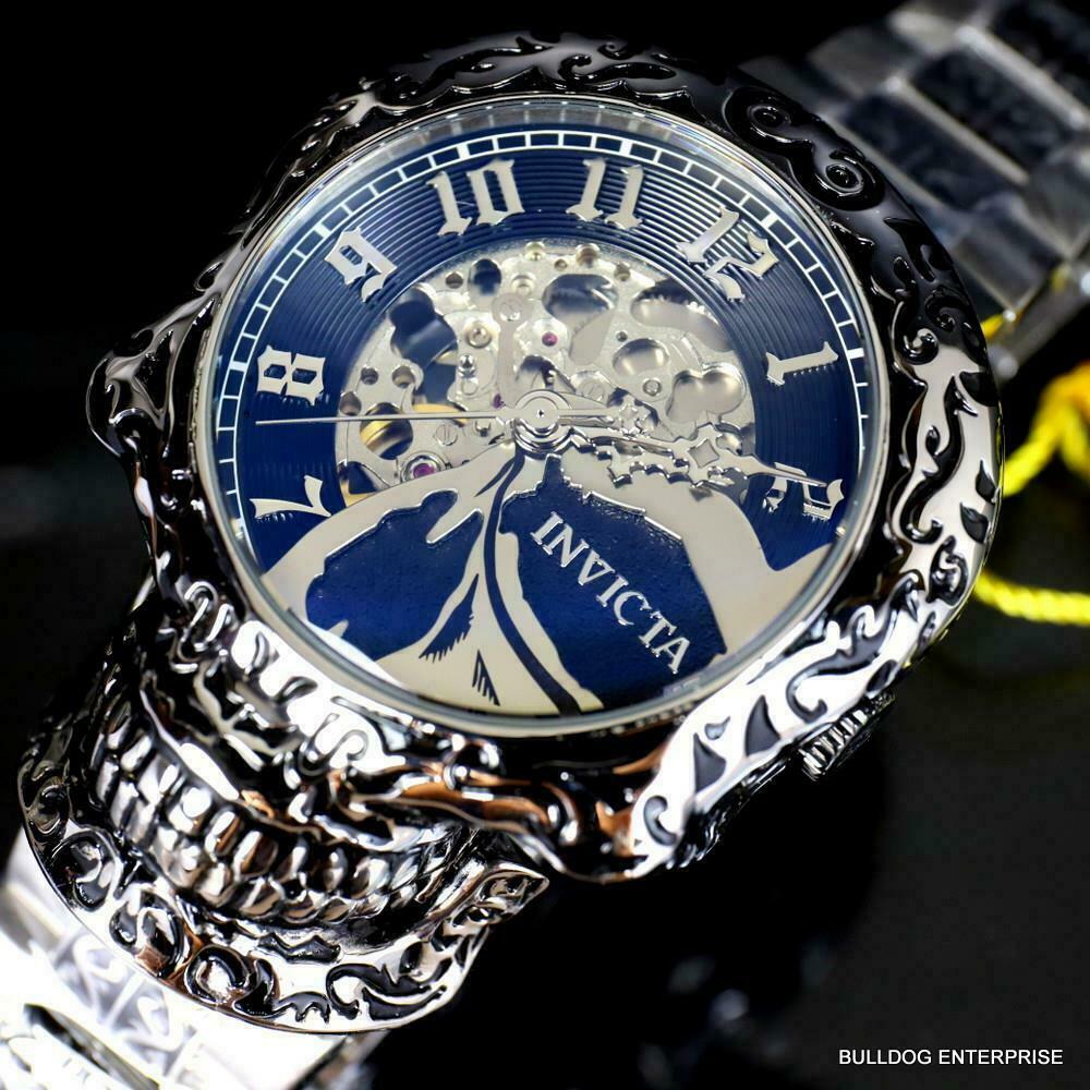 Invicta Artist Skull Automatic Skeletonized Stainless Steel 50mm Watch New