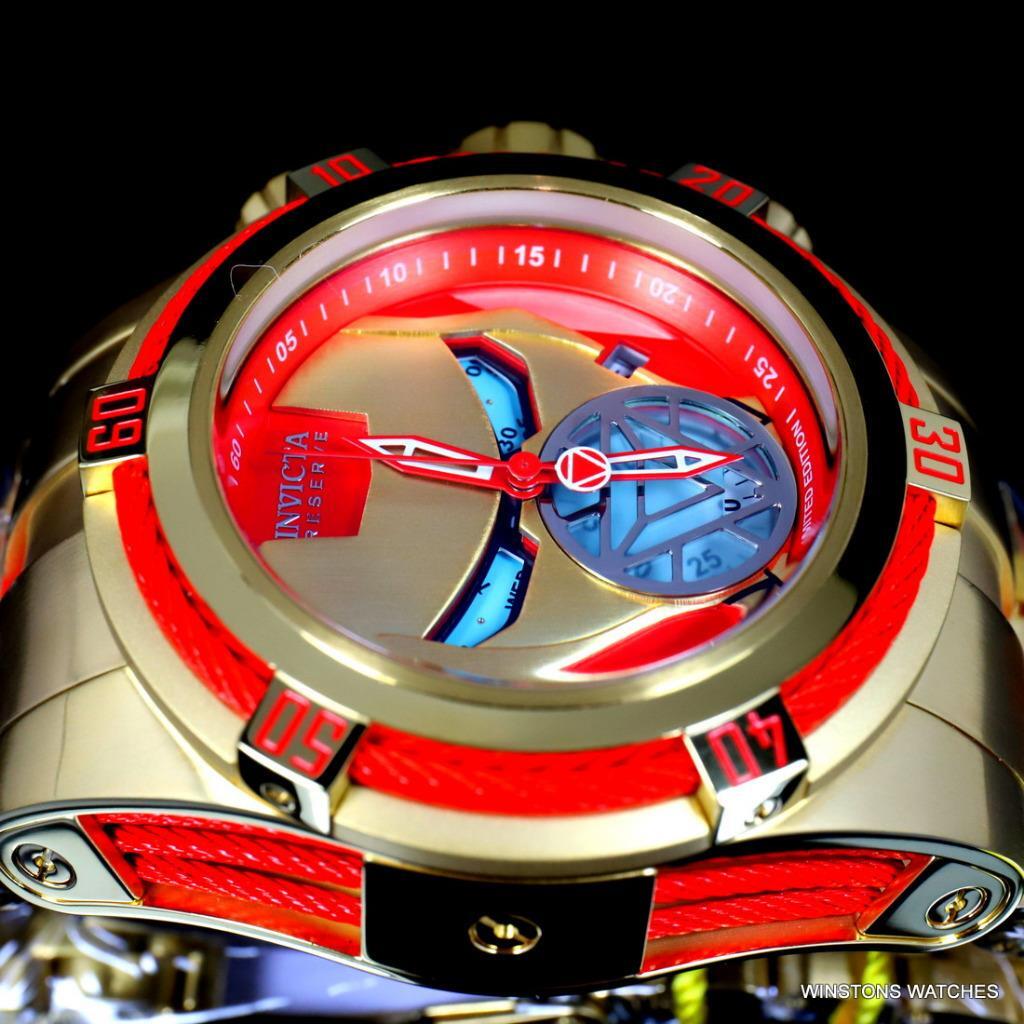 Invicta Reserve Bolt Zeus Marvel Iron Man 52mm Steel Swiss Mvt Blue Watch New