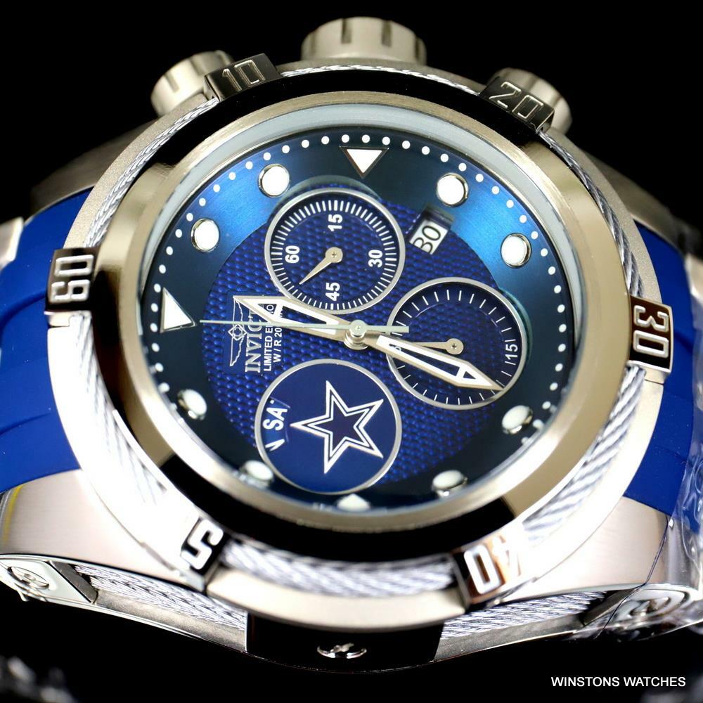 Invicta NFL Bolt Zeus Dallas Cowboys Chronograph Swiss Mvt Blue 52mm Watch New
