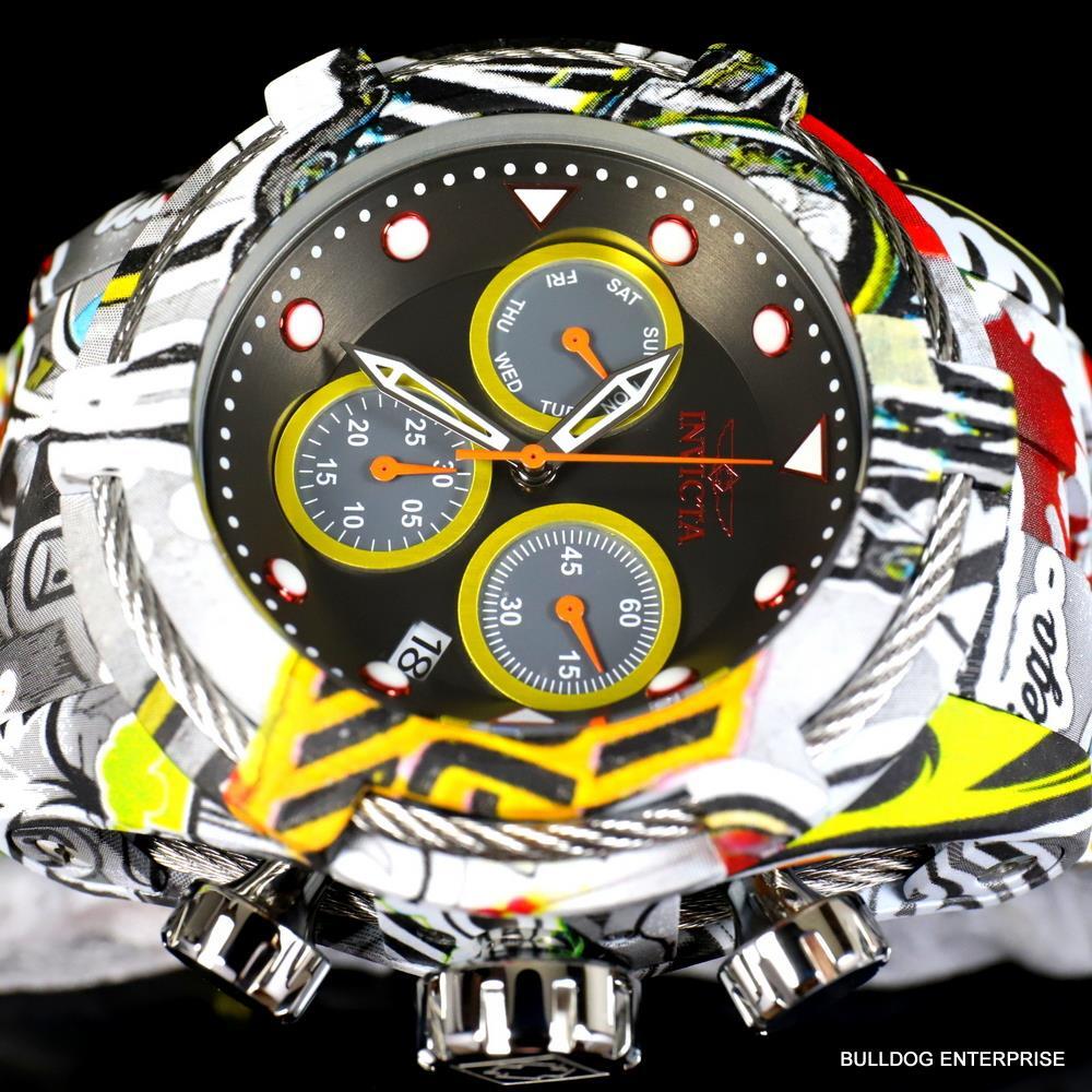 Invicta Bolt Zeus Graffiti Hydroplated Steel Black Chronograph 52mm Watch New