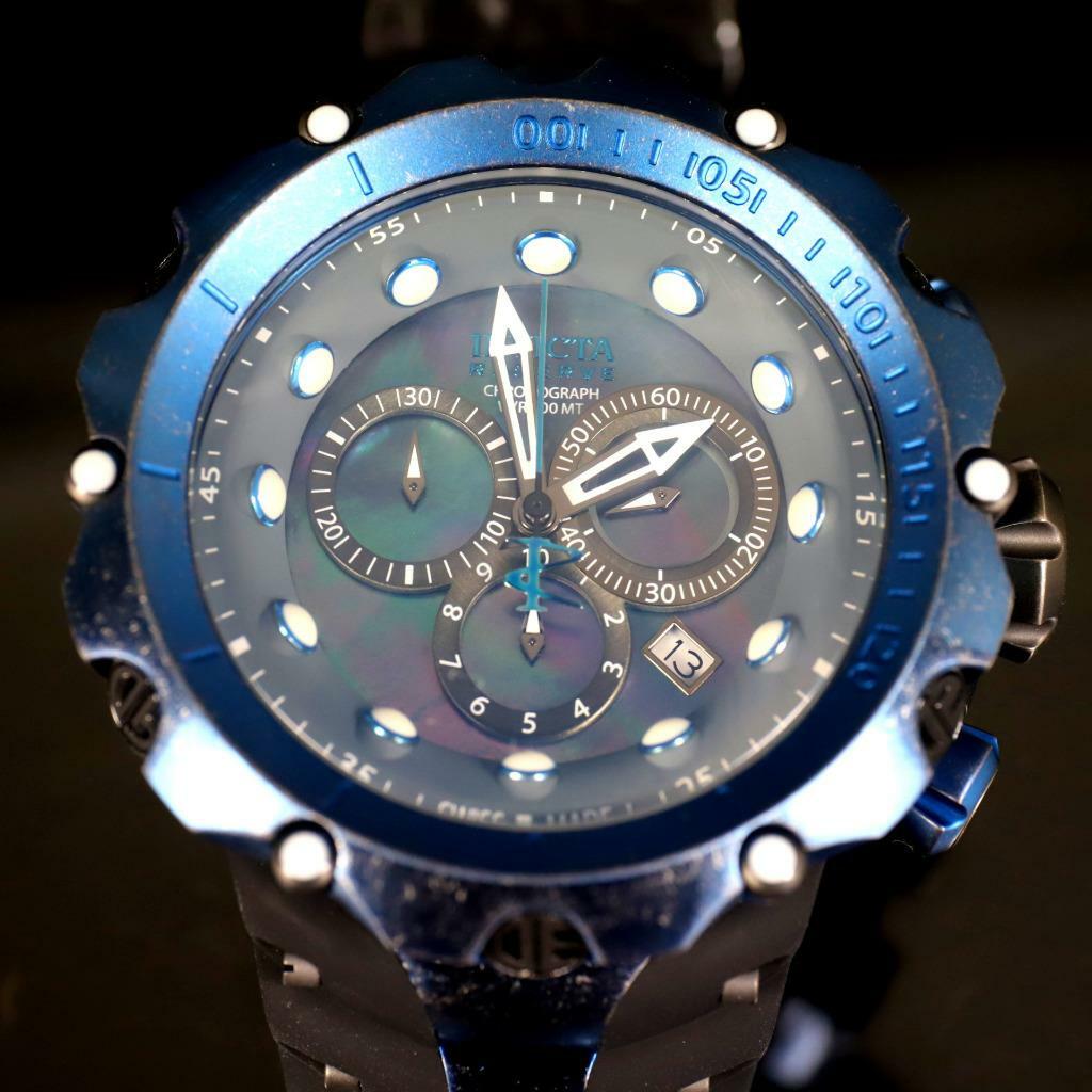 Invicta Reserve Venom Gen II Swiss Made Blue Distressed Black MOP 52mm Watch New