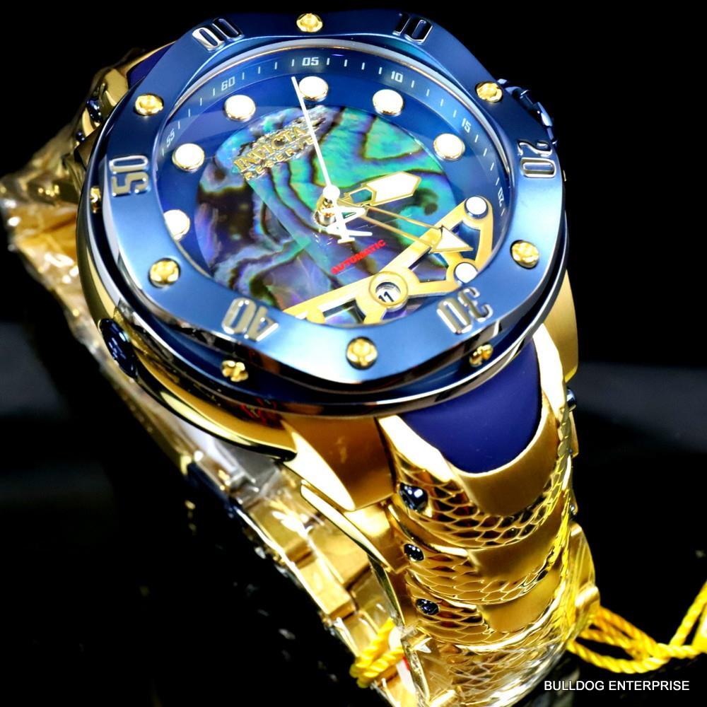 Invicta Reserve Kraken Swiss R150 Automatic Abalone Gold Plated Watch 52mm New