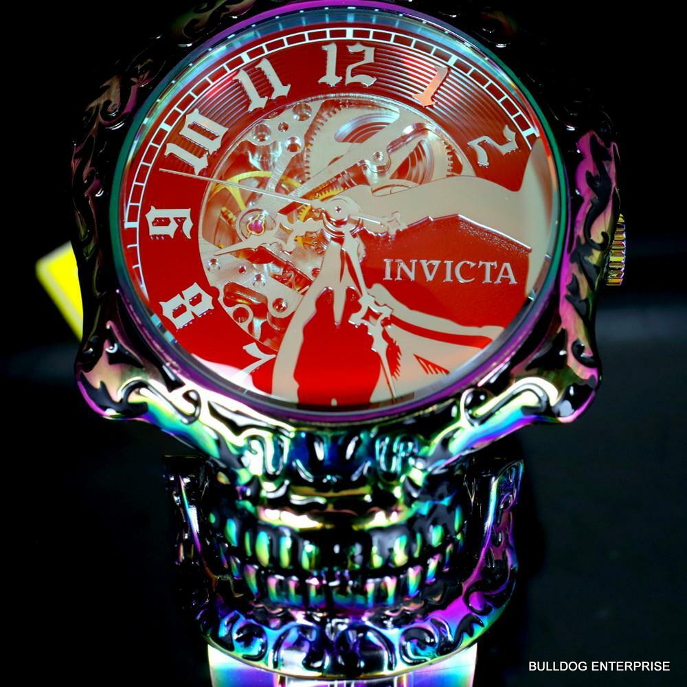 Invicta Artist Skull Automatic Skeletonized Iridescent Steel 50mm Watch New