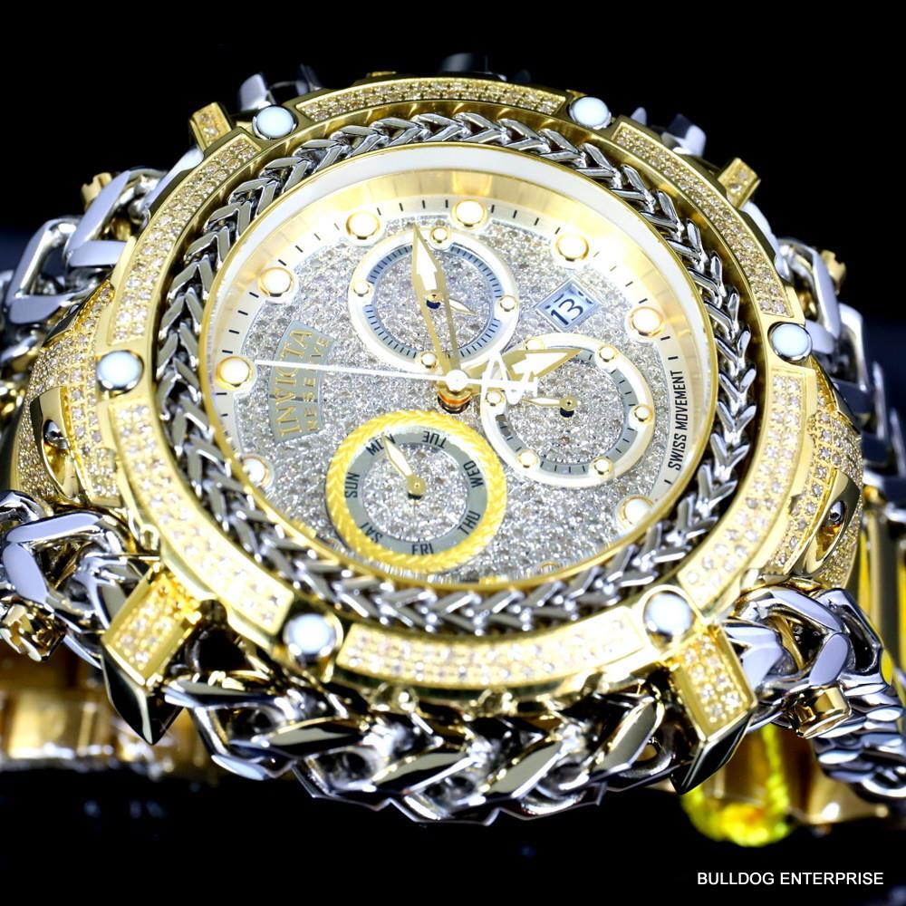 Invicta Reserve Gladiator 2.92CTW Diamond 2 Tone Gold Plate Swiss 61mm Watch New