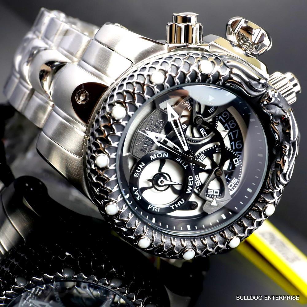 Invicta Venom Subaqua Dragon Scale Stainless Steel Guntmetal 52mm Watch New