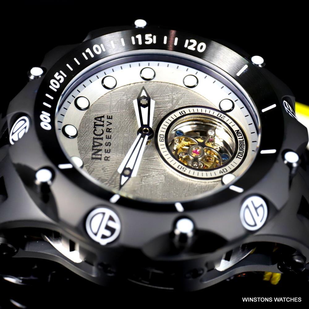 Invicta Reserve Venom Hybrid Meteorite Tourbillon Black Steel Watch 52mm New