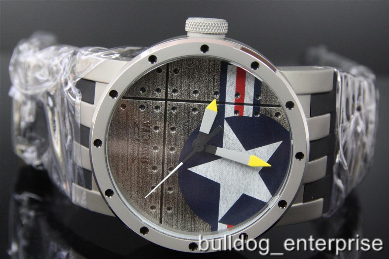 Mens Invicta DNA Vintage Style Bomber Titanium Black Rubber Watch New MSRP $895