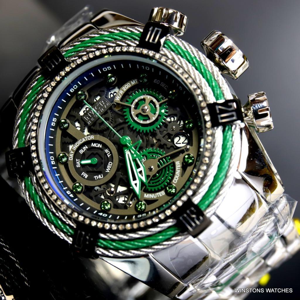 Invicta Reserve Bolt .33CTW Diamonds Steel Chronograph Swiss Mvt 52mm Watch New
