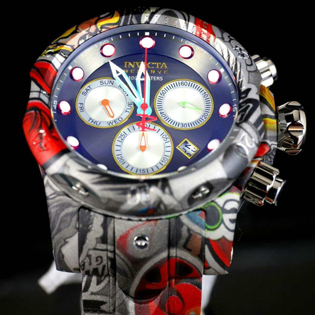 Invicta Reserve Venom Graffiti Swiss Mvt Gray Hydroplated Steel 52mm Watch New