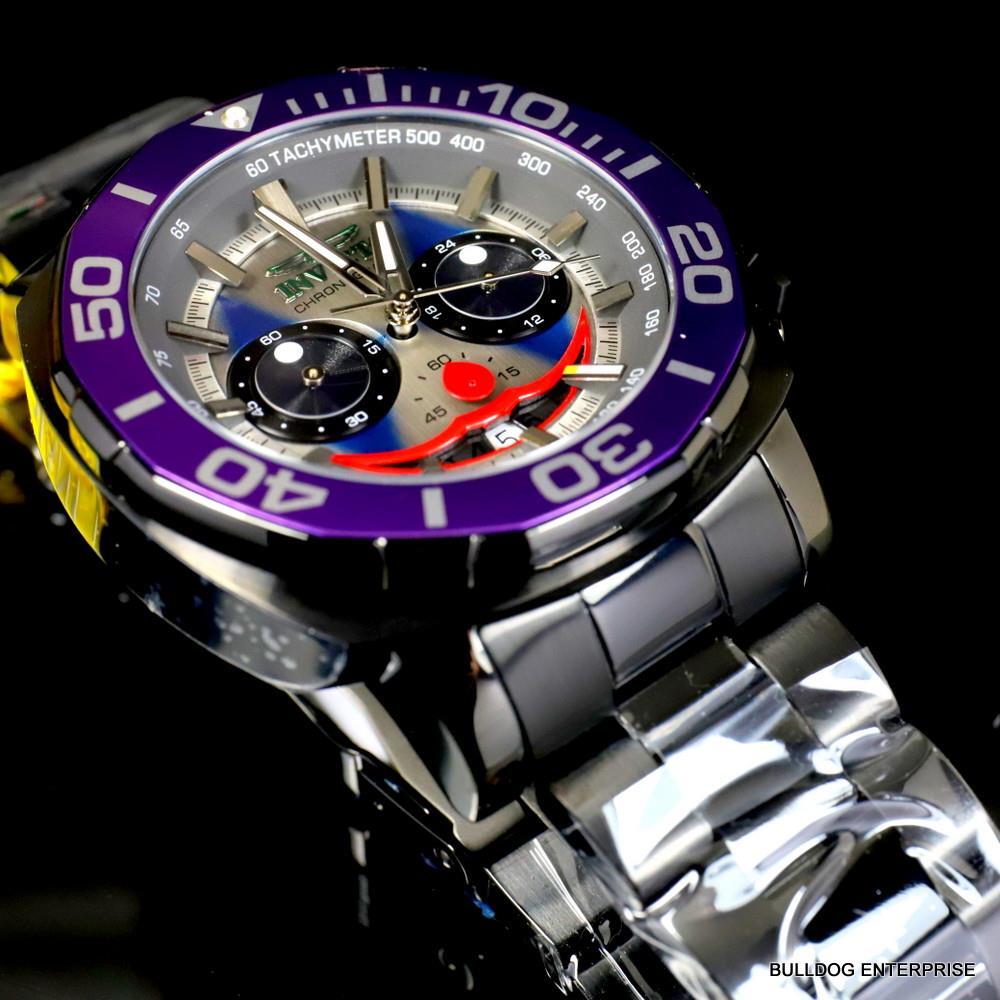 Invicta DC Comics Joker Purple Black Steel Chronograph Limited Ed Watch 52mm New