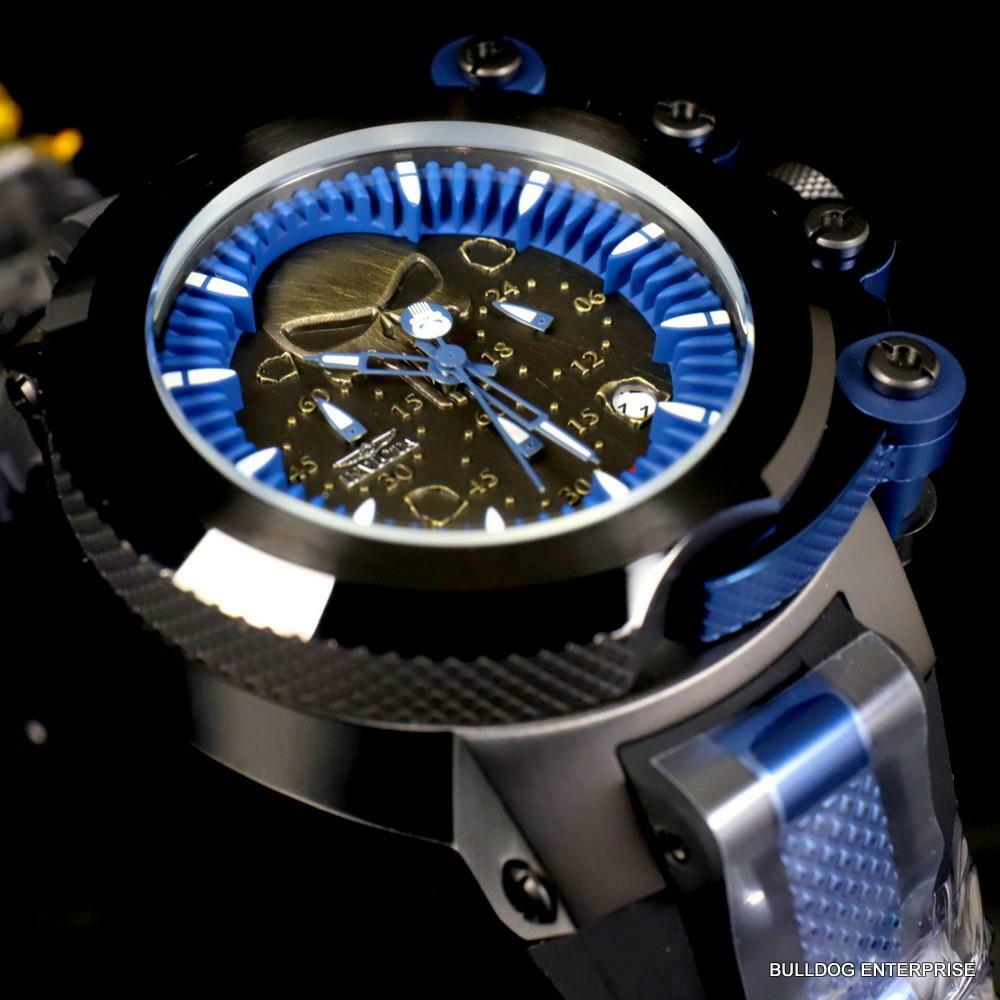 Invicta Marvel Punisher Coalition Forces Trigger 56mm Blue Black Watch New