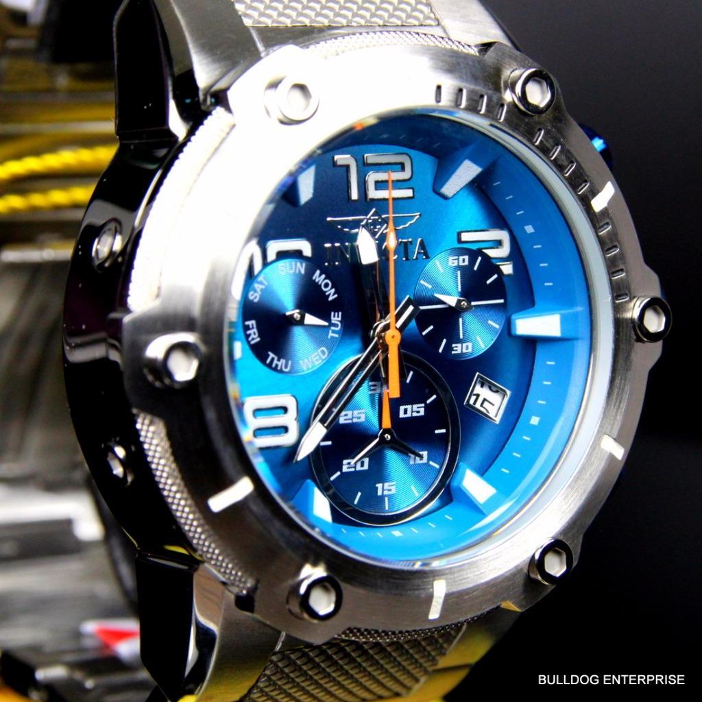 Invicta Speedway XL Teal Blue Stainless Steel Chronograph Swiss Parts Watch New