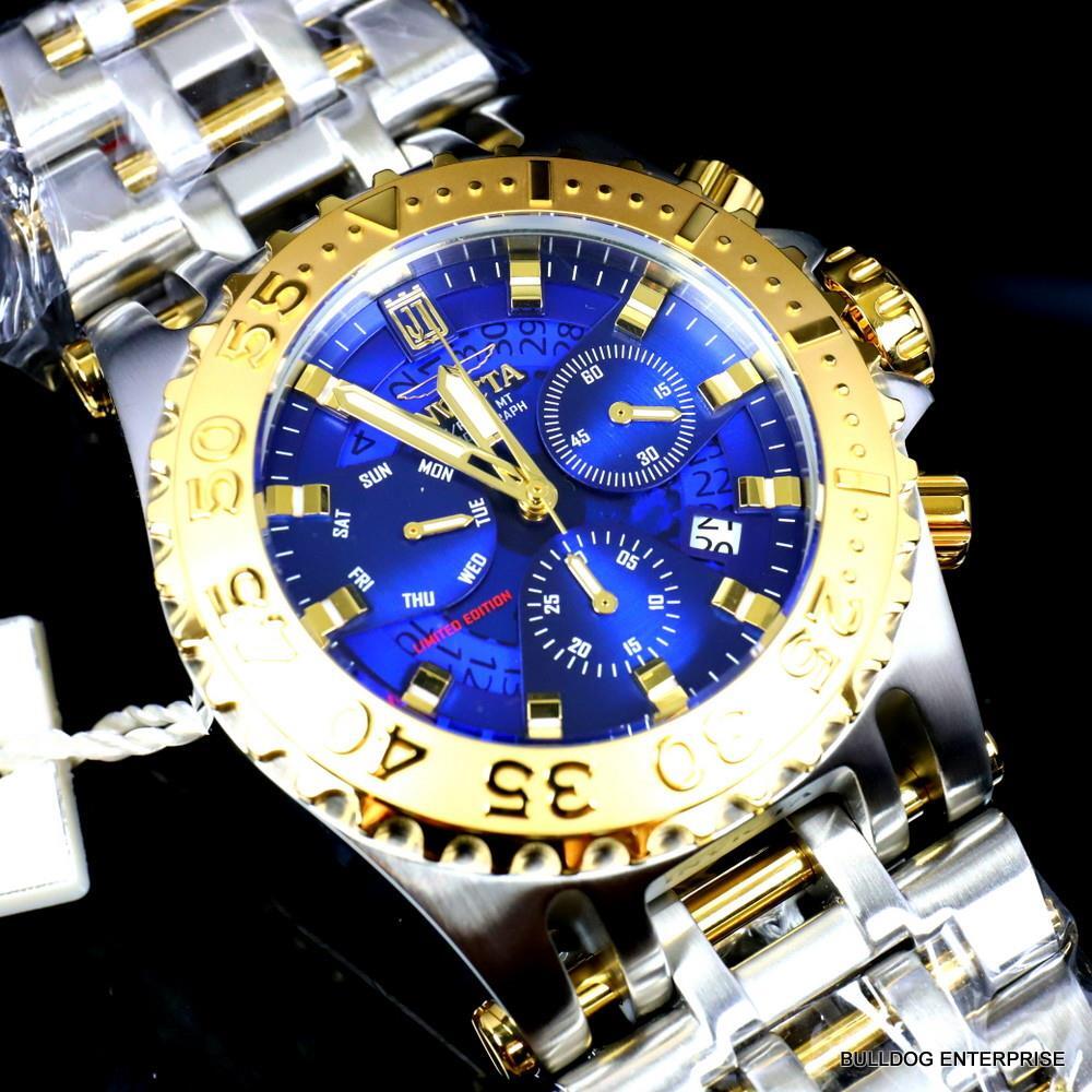 Invicta Jason Taylor Chaos 50mm 2 Tone Steel Blue Chronograph 50mm Watch New
