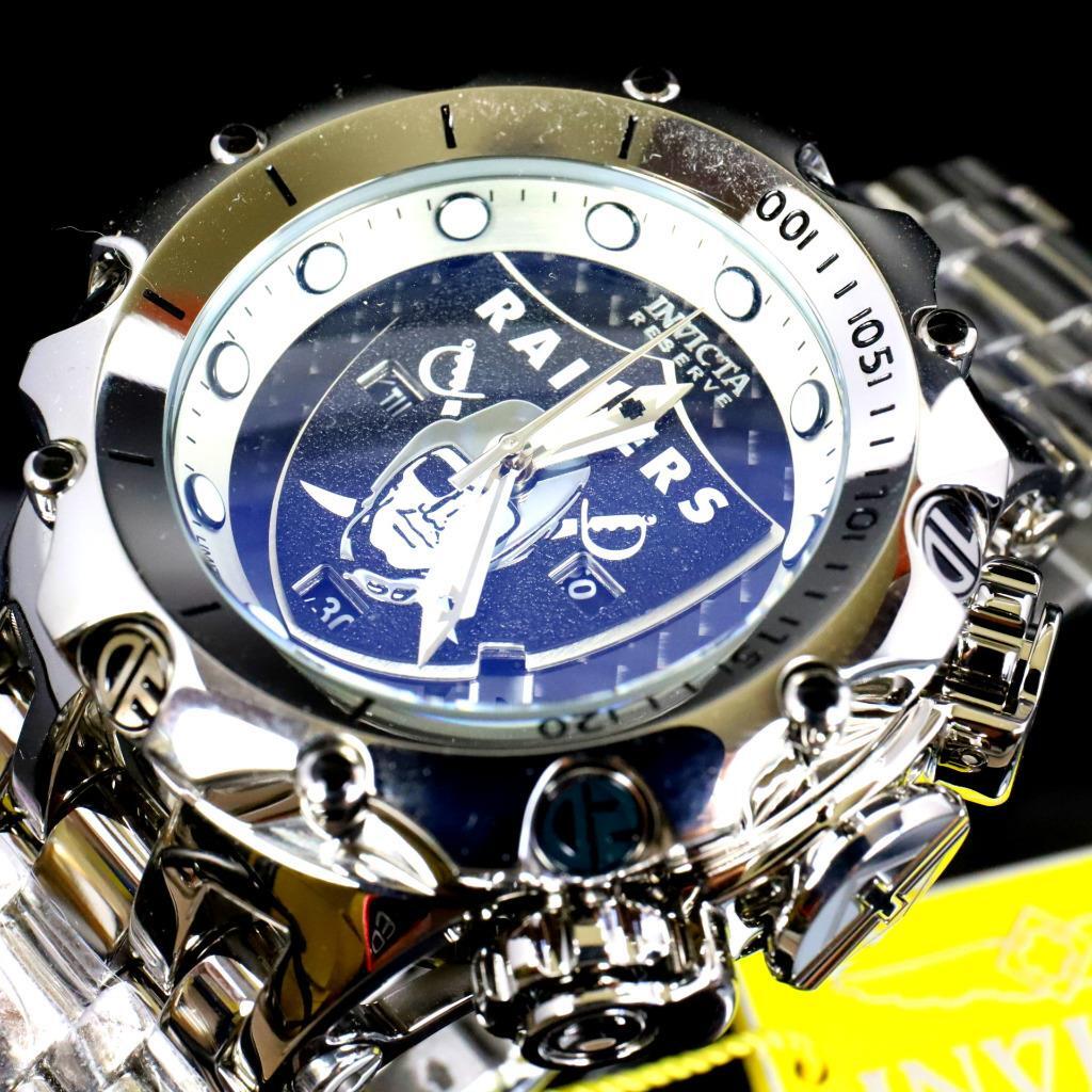 Invicta NFL Reserve Venom Hybrid Fusion Las Vegas Raiders Steel Swiss Watch New