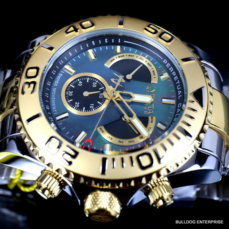 Invicta Reserve Pro Diver Swiss Mvt Black MOP Two Tone Steel 47mm New Watch