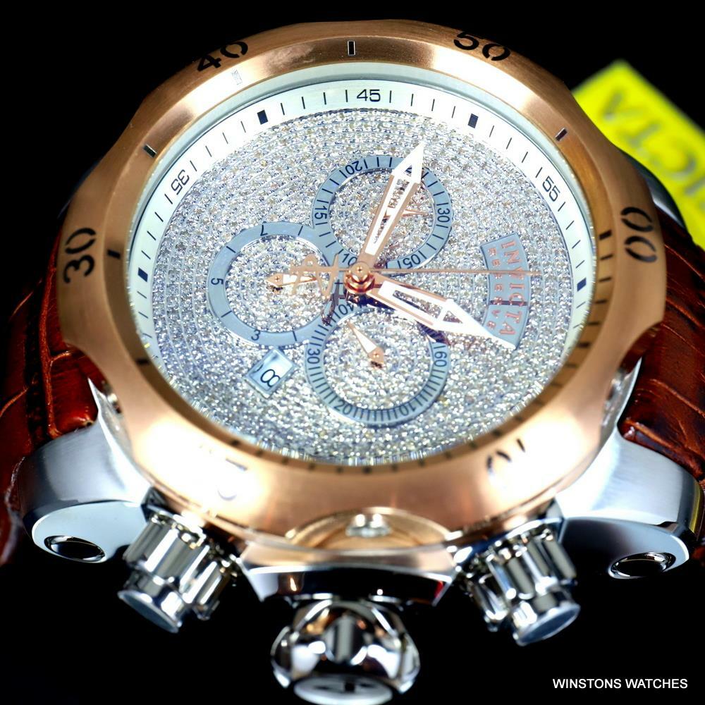 Invicta Reserve Venom Elegant 2.13 CTW Diamond Swiss Mvt Leather 52mm Watch New