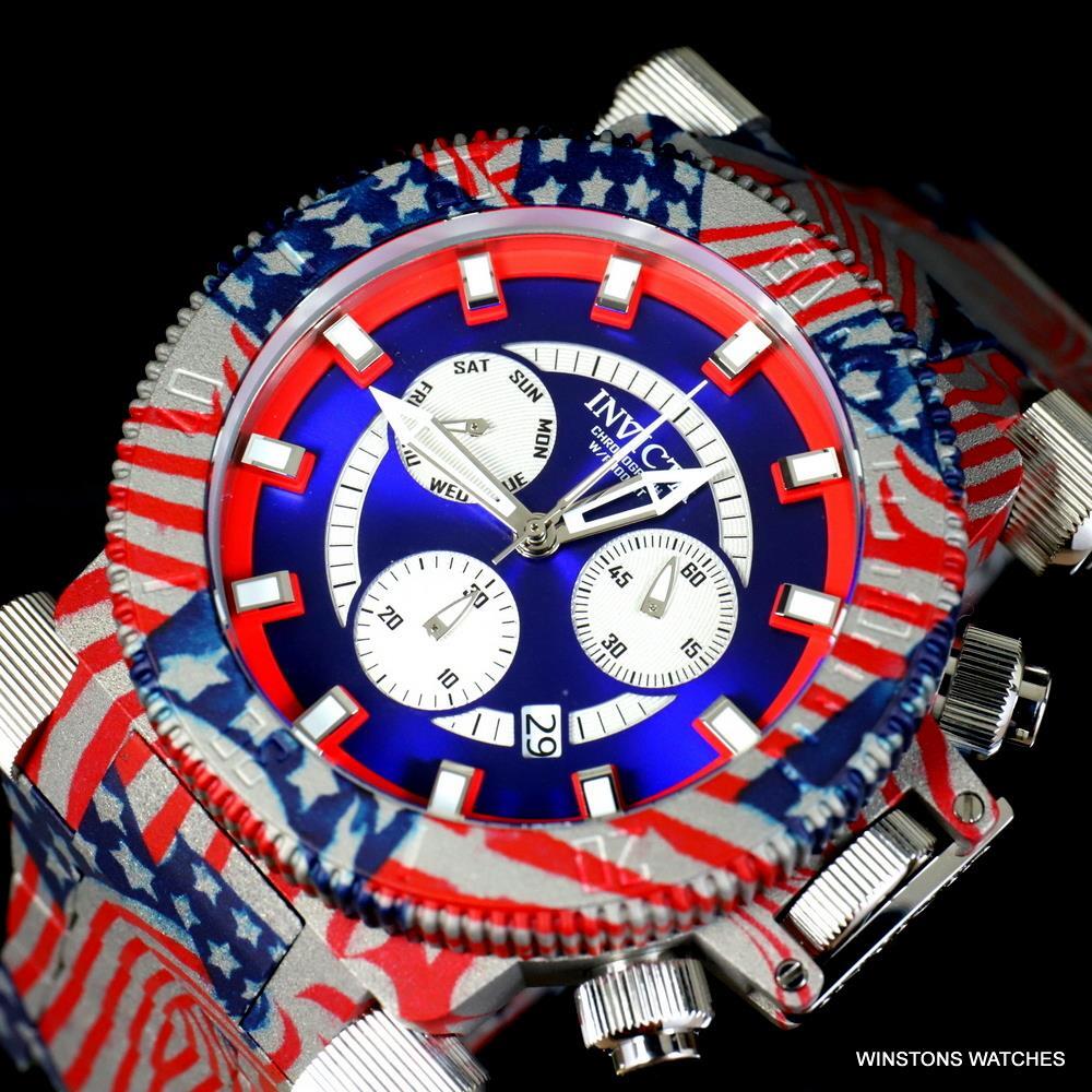 Invicta Coalition Forces USA Flag Hydroplated Steel Chronograph 52mm Watch New